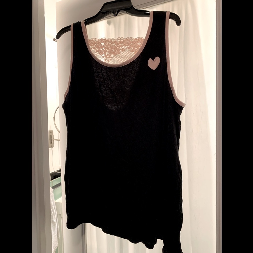 Lane Bryant Sleep Shirt Black Pink Lace/Trim 22/24
